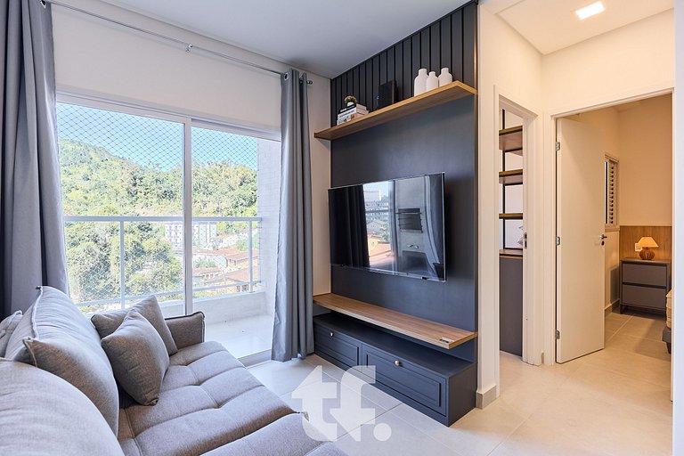Apartamento com 2Q com ar condicionado, Toninhas, Ubatuba -