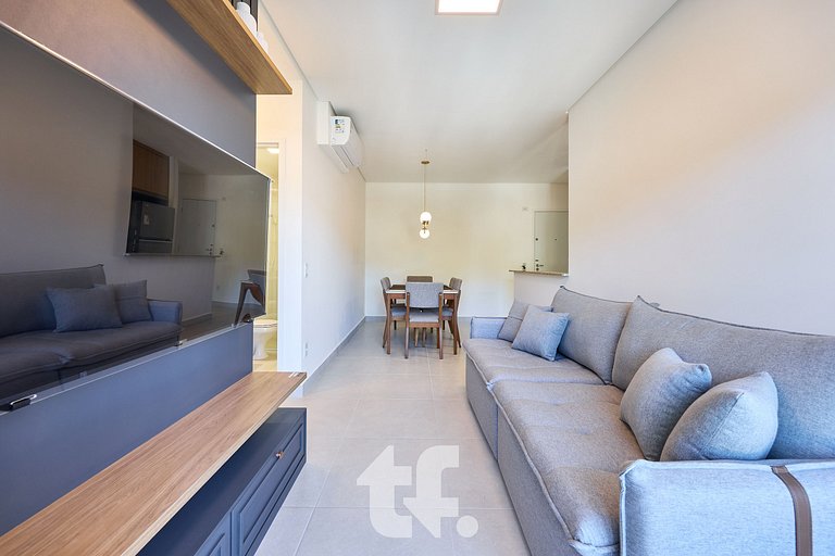 Apartamento com 2Q com ar condicionado, Toninhas, Ubatuba -